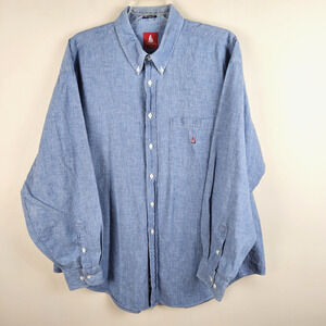 Vtg Norsport Denim/Chambray Shirt XL Yacht Sailboat Retro Preppy Logo Embroider